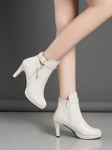 Botines de tacón fino para mujer, con cremallera lateral, botas de tacón alto de moda, puntera afilada, sexys, de tacón alto minimalistas, de estilo europeo y americano, populares para el invierno