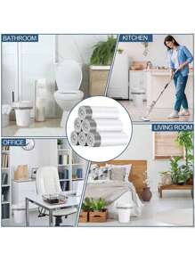 75pcs Grey Drawstring Trash Bags 4 Gallon, Small Trash Bags For Home, Office, Bedroom, Bathroom, White 4 Gallon Trash Can Liners, Easy To Carry, Prevent Odor Kitchen Trash Basket Bags, Kitchen, Bathroom, Home, Household Goods Supplier, Travel Accessories, Car Accessories