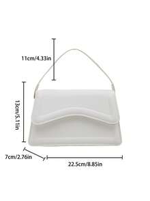 New Orange Ladies' Solid Color PU Small Square Bag, Simple And Stylish Handbag For Going Out, And Versatile. - White - View 3