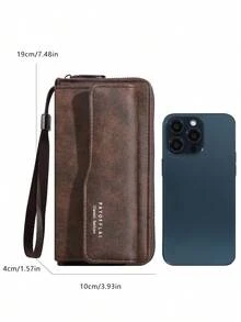 Men's Business Wallet Long Double Layer PU Leather Buckle Men's Bank Card Clip Zipper Wallet For Men Wallet Purse Wallet Long Wallet Wristlet Wallet - Multicolor - View 8