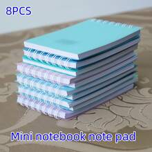8 Piece Mini Notebook Set - Portable Pocket Size Spiral Notebook With Perforated Pages For Home, Office, School & Work Use, Office Supplies Modern Notebook Design Perforated Pages Stationery School Stitch Pencil Case For School Pens Stich Notebooks Pencil Case Stationery Things For School Stationery School Desk Games Stickers Books School Stationery Piggy Bank One Piece Graduation Colors Highlighters School Supplies,Back To School