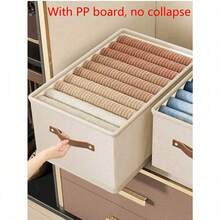 1 pieza Caja de almacenamiento plegable de estilo cajón de tela Oxford beige, sin divisores, adecuada para organizar ropa, vaqueros y suéteres. Decorativa, decoración de otoño, decoración navideña, decoración de habitación, decoración del hogar, decoración del dormitorio - Beis - Ver 7