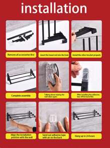 1 pièce Barre porte-serviette et organisateur multifonctionnel gris - Rail flexible monté au mur pour la cuisine et la salle de bain (acier inoxydable, installation sans perçage)