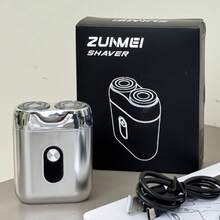 电动剃须刀，胡须修剪器，迷你便携式干湿两用电动剃须刀，男士，USB 充电式一键剃须刀，适合家庭、汽车、旅行