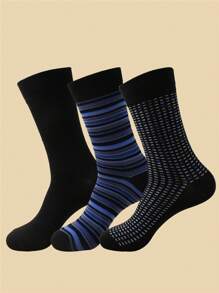 Men's Classic Striped, Polka Dot, Square Pattern Gentleman Socks, Flat Socks, Casual Socks, Mid-Calf Socks, Ankle Socks, All Season