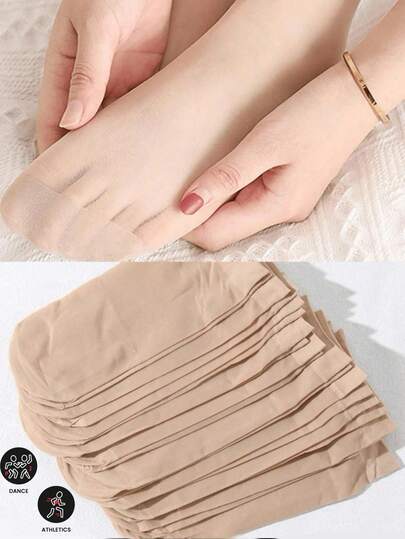 [Cantidad] Pares de Calcetines de Cuello Redondo de unicolor para Mujeres, Uso Diario y Casual, Tela Tejida, unicolor, Duradero, Suave Grueso Holgado, Lavar a Mano - Para Primavera y Otoño, Calcetines de Malla de Poliéster