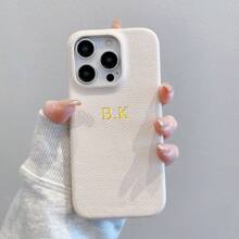 Personalized Customized Initials Letters 3D DIY Name Phone Case Compatible With IPhone 11 12 13 14 15 16 Pro Max Plus Luxury Korea Litchi Pattern PU Leather Cases Cover Compatible With IPhone 11 12 13 14 15 16 Pro Max Plus Gifts