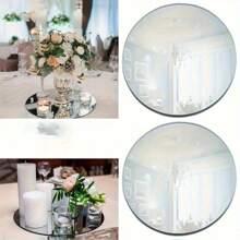1 pieza/3 piezas/5 piezas/8 piezas/10 piezas, Bandejas de espejo de mesa redondas de acrílico para bodas, baby showers y cumpleaños - Platos de espejo circular de 20 cm/8 pulgadas para centros de mesa y decoraciones, decoración del hogar, decoración de pared, espejo de pared, espejo para habitación, decoración de baño, decoración de sala de estar