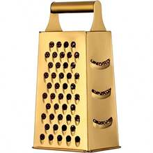 Multifunctional Stainless Steel Grater Slicer With Handle Large 4 Sides Cutter For Ginger Garlic Cucumbers Carrots Cheese Potato - Gold - View 1