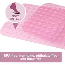 New-  Bath An Shower Safety Mats 40x16 Ih, Non Slip  Suction Cs For Bathroom St An Tub Floor, Extra Large An Hine Washable, Rain Hol Keep Bathtub Clean, Light Pink - Light Pink - View 4