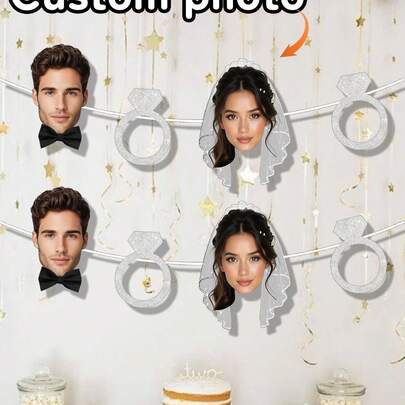 7/14/21pc Custom Groom Bride Bachelorette Banner, Printable Bride To Be Decor Banner Photo, Custom Bachelorette Party Decoration, Bridal Shower Photo Garland,Personalized Gifts, Holiday Decorations,Art Activities,Party Top