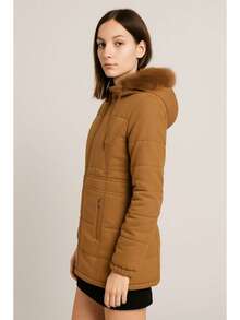Women's Double-Sided Plush Parka Jacket With Removable Hood Pockets Casual Elegant Coated Fabric 2-In-1 Pocket Daily Travel Brunch Airport Outfits - Màu nâu  Mocha - Xem 7