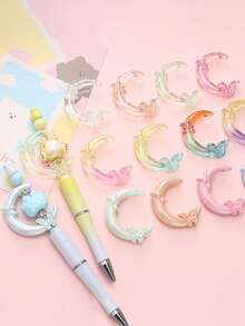 6 件随机丙烯酸 UV 涂层纯色星星、月亮、蝴蝶结珠 DIY 手机挂绳、钥匙扣、装饰配件 - 彩色 - 查看 11