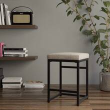 Taburete de bar resistente y fácil de limpiar: ensamblaje sencillo, perfecto para islas de cocina, bancos de trabajo o asientos adicionales - ¡Elegante y duradero! 16"D X 16"W X 24"Hcm - Marrón y negro - Ver 1