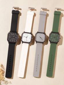 1 件男士休闲石英表，简约方形表盘，舒适表带，男士礼物，适合日常佩戴和使用，适合父亲节、感恩节、情人节送礼