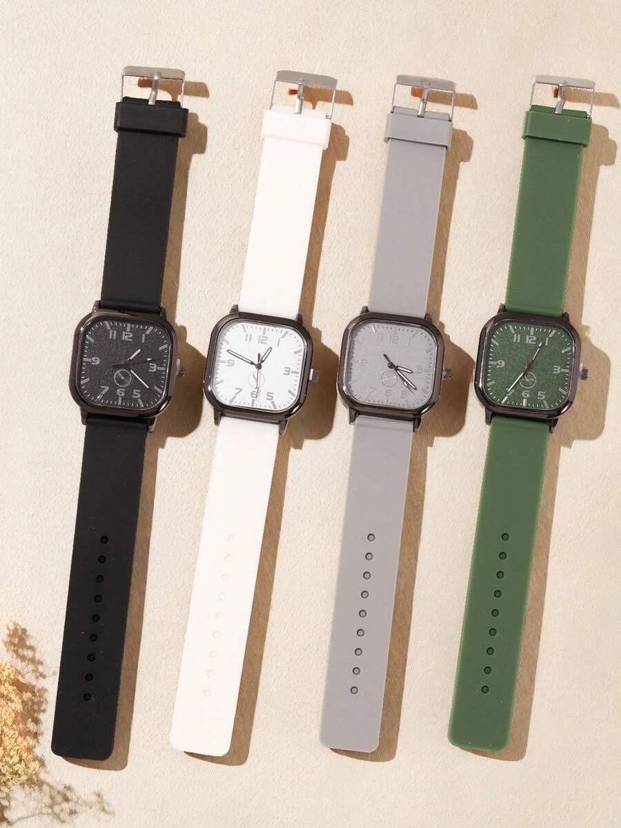 1 件男士休闲石英表，简约方形表盘，舒适表带，男士礼物，适合日常佩戴和使用，适合父亲节、感恩节、情人节送礼