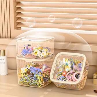 Opbergdoos voor haaraccessoires voor kinderen, haarelastiekjes voor op het bureau, organizer voor haarspeldjes voor meisjes, grote inhoud met deksel voor vrouwen, organizer voor op reis, essentiële spullen voor terug naar school, opbergruimte voor in de slaapzaal