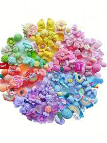 10/20/30/40/50/60/100 新款随机混合树脂吊坠可爱吊坠套装夏季手机壳装饰，迷人可爱套装，散装混合树脂平板吊饰供应 DIY 手工艺装饰剪贴簿万圣节和圣诞节 - 彩色 - 查看 3