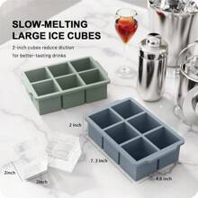 3 paquetes de moldes de cubos de hielo grandes con tapa apilable - Molde de cubos de hielo de silicona para el congelador, cubos de hielo grandes cuadrados para whisky, cócteles, bourbon y sopas, color neutro