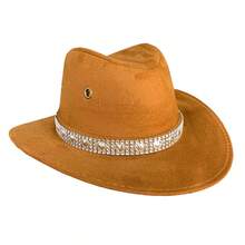 CHILDREN'S Suede Cowboy Hat With HEART BRILLIANT Band - 駝色 - 查看 2