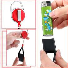 6pcs Retractable Lanyards, Lighter Anti-Lost String, Carabiner Keychain Lighter Holders, Classic Lighter Covers, Lighter Storage Bags Compatible With Various Lighter Sizes - Multicolor - View 3