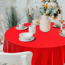 1件/6件/10件一次性圆形塑料桌布，防水防污，餐桌装饰，213厘米 - 彩色 - 查看 11