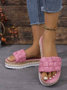 Nuevas sandalias de 2025 con Top tejida a mano y suela gruesa de moda