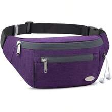 Entchin Fanny Pack Women Men,Crossbody Belt Bag With 4-Zipper Pockets,Adjustable Waist Bag Pack,One Of Most Popular Travel Essential Gifts Walking,Traveling,Cycling - 紫色 - 查看 1
