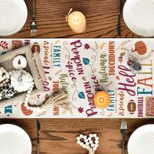 南瓜秋日桌布，苹果足球丰收厨房餐桌装饰，适合户外家庭派对，13x48 英寸，13x72 英寸，13x108 英寸 - 彩色 - 查看 5