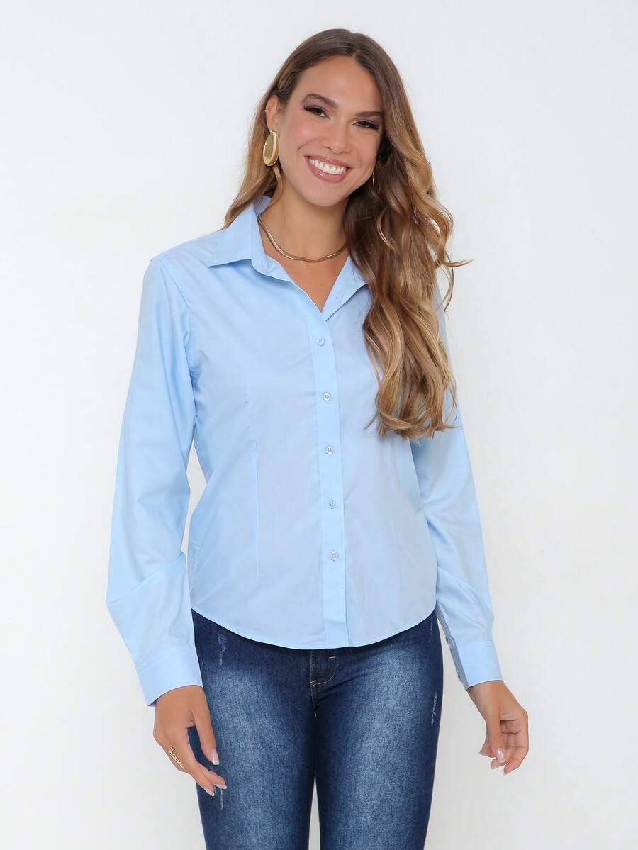 Rand paul New Release Women's Formal Shirts, Simple Style, Shirts With Front Buttons - 藍色 - 查看 1