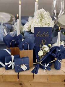 50 hojas de papel de seda azul de 20"X14" a granel, papel de seda para bolsas de regalo del Día de San Valentín, papel de regalo opaco de unicolor impermeable, papel de seda de color rosa para envolver regalos, decoraciones para fiestas de cumpleaños, despedidas de soltera, bodas y manualidades para días festivos - Azul oscuro - Ver 3