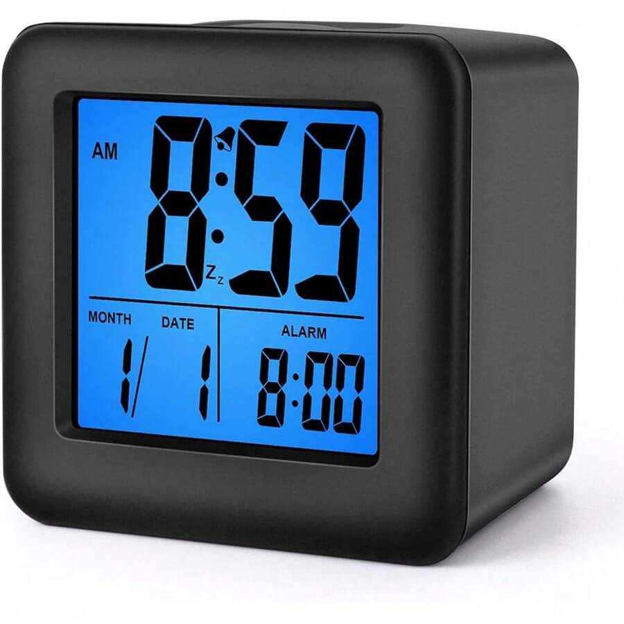 New- Igital Alarm Clock Kis Alarm Clock Snooze An Nightlight - Easy Tting Silicone Clock Isplay Time, Ate - Lou Alarm Clock For Beroom - Battery Powere (Black) - Black - View 1