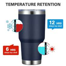 vaso Termos para Agua , Vaso Termico 30 oz - 900 ml , Vasos de Acero Inoxidable - Termos para Cafe - Mantiene la Temperatura , Regalos Para Mujer - Regalos para Hombre - Viaje(Azul marino) - Azul Marino - Ver 3