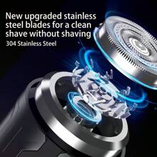 Barbeador elétrico masculino com tela de LED, barbeador masculino com lâmina, barbeador IPX7 para uso úmido e seco com 18 lâminas flexíveis, estação de carregamento USB-C para barba e rosto, carregador sem fio moderno, cinza, branco, prata