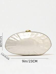 Women's White Formal Clutch Bag, Pearl Effect Hard Shell Box Shaped Clutch, Acrylic Shell Cocktail Handbag, Shoulder Crossbody Bag - White - View 2