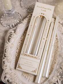 2pcs/Set 25cm European Style Pearl Long Waxless Candle Sticks, 2.2cm/0.86inch Diameter, Suitable For Home Decor, Party, Dining Table Decor, Holiday Gift, Dinner, Events/Party, Relaxation/Meditation, Ambient Lighting - Silver - View 5