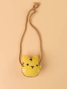 1pc Handmade Crochet Cute Frog, Penguin, Chicken, Duck, Rabbit Car Rearview Mirror Hanging Ornament Decor,Fake Plants - Multicolor - View 11