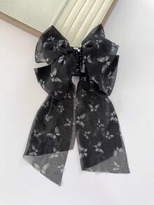 1 件女士优雅面料蝴蝶印花发夹蝴蝶结，马尾辫、发髻、沙滩、休闲装束发饰，波西米亚风格美容爪夹 - 彩色 - 查看 4