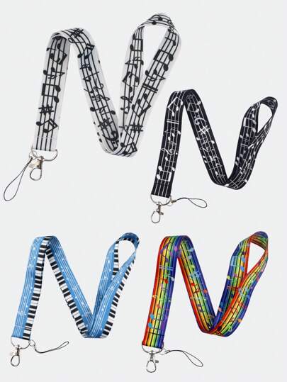 1 pedaço de nota musical preta e branca cordão para celular, cordão longo multicolorido, padrão de tecla de piano moderno, adequado para estudantes, professores e funcionários de escritório para uso diário Mochila para escola Acessórios de Halloween Dia dos Professores Ideias para presentes de Natal Acessórios para bolsas Cordões com porta-identidade Acessórios para carros Pingentes para bolsas