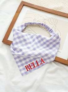 Personalized Plaid Dog And Cat Headscarves With Elasticity - Customizable Pet Scarves, Stylish And Comfortable - Perfect As Dog Gifts. Features Include Plaid Headscarves, Dog Themes, Retro, Casual, Unisex, Old Money Style, Fashionable, Cute, Customizable, Personalized, Unique. Ideal Customized Gifts For Him Or Her, Suitable For Pets And Summer Use.