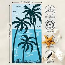 1 pieza Toalla de playa tropical, de secado rápido de fibra ultrafina, suave y absorbente, toalla de viaje con estampado de árbol de palma, lavado a mano, poliéster, rectangular, adecuada para piscina, yoga, deportes, regalo universal de vacaciones, artículos esenciales de playa