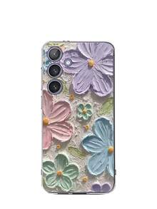 1个经典复古花卉图案手机壳，透明软壳保护套，兼容三星Galaxy A04e/12/A13/A14/A34/A50/A52/A53/A54/S21/S22/S23/S24/S25/S25，超强防水防震防摔防刮，国际版，非国内版 - 無色 - 查看 6