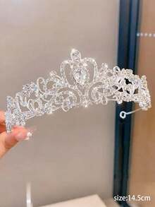 1pc Fashionable & Elegant Alloy Princess Crown, Suitable For Women Wedding Party Performance Hair Accessories