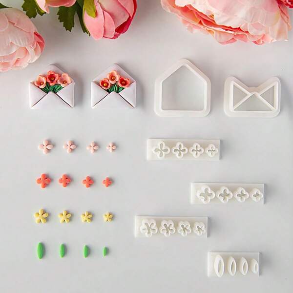 1pc/5pcs Petal & Leaf Shaped Clay Cutters, DIY Jewelry Pendant Making Craft Tools