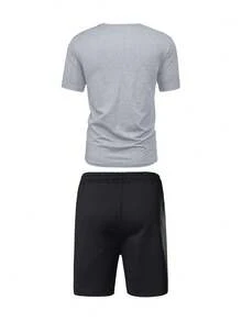 2pcs/Set Men's Summer Sports Regular Fit Short Sleeve T-Shirt And Shorts Set, Personalized Horse Print Pattern, Casual Outfit With Pockets And Drawstring Waist, Suitable Gift For Husband, Boyfriend For Golfing, Fishing, Basketball, Camping, Gym, Swimming And Beach - Multicolor - View 3