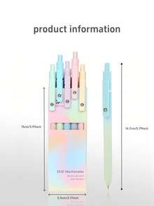 5 支 Startraveler 凝胶笔套装，Aurora Accent 设计可伸缩速干黑色墨水笔细尖 0.5 毫米，优质可爱滚珠书写流畅柔和美观笔舒适握感，适用于学校办公用品 - 黑色 - 查看 3