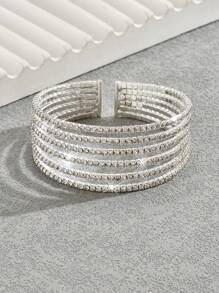 1 Pc 6-Layer Rhinestone Encrusted Bracelet, Suitable For Women Party, Travel, Shopping, Everyday Use