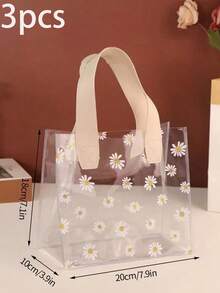 5pcs Daisy Printed Gift Bags, Transparent Pvc Gift Packaging Bags, Convenient Hand-Held Gift Bags, Suitable For Weddings, Small Business, Shopping, Parties, Birthday Parties And Other Holiday Gift Packaging, Valentine's Day Gifts, Holiday Gifts. - Daisy Gift Bag - View 20