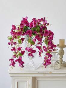 1Pc/2pcs Artificial Hanging Flowers Fake Hanging Plants Faux Silk Hibiscus Long Vines UV Resistant Realistic Flowers For Basket Home Porch Outside Garden Yard Patio