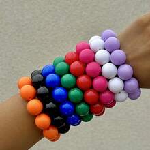 Vintage Bohemian Large Bead Stretch Bracelet Candy Color Handmade Oversized Beaded Wristband Bracelet Set Vacation Travel Beach Bracelet Statement Jewelry For Women Parties, Weddings & Everyday Wear - Multicolor - View 1